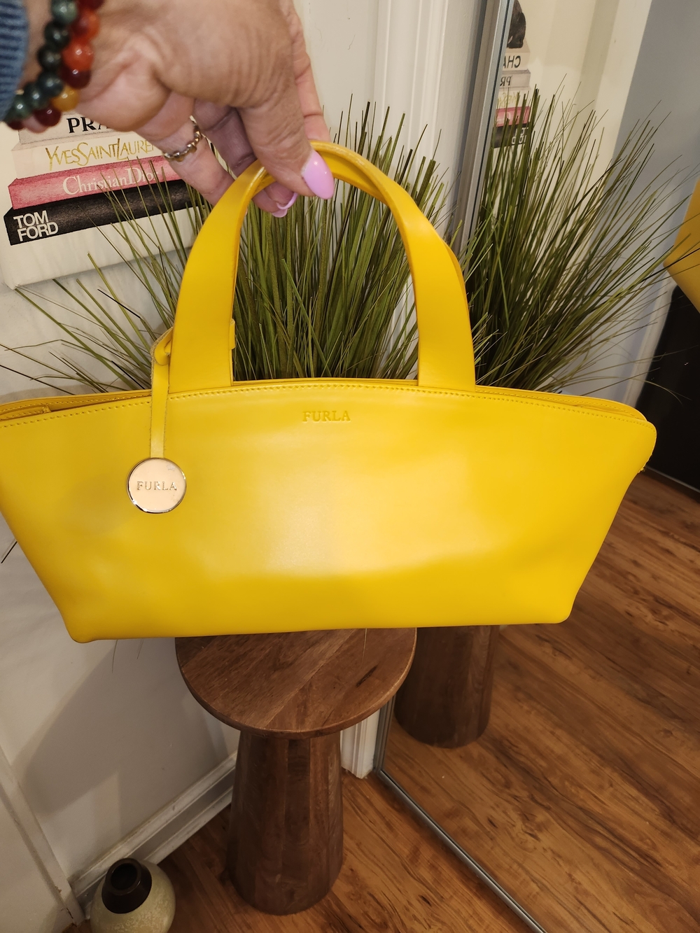 Furla Yellow Leather Top-Handle Bag